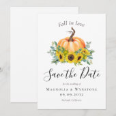 Herfst in Love Pumpkin Autumn Wedding Save The Date (Voorkant / Achterkant)
