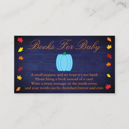 Herfst in Love Pumpkin Baby shower Books for Baby Informatiekaartje (Voorkant)