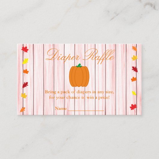 Herfst in Love Pumpkin Baby shower Diaper Raffle Informatiekaartje (Voorkant)