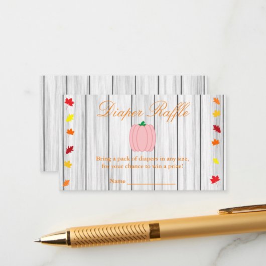 Herfst in Love Pumpkin Baby shower Diaper Raffle Informatiekaartje (Voorkant / Achterkant in situ)