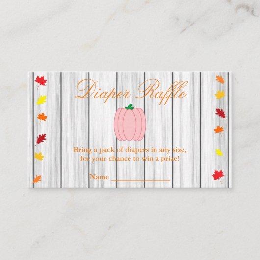 Herfst in Love Pumpkin Baby shower Diaper Raffle Informatiekaartje (Voorkant)
