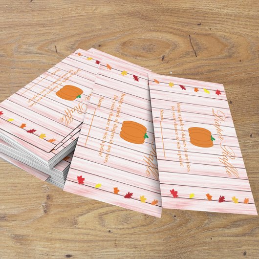 Herfst in Love Pumpkin Baby shower Diaper Raffle Informatiekaartje