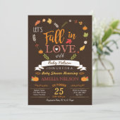 Herfst in Love Pumpkin Baby shower Invitation Kaart (Staand voorkant)