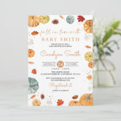 Herfst in Love Pumpkin Baby shower Invitation Kaart (Staand voorkant)