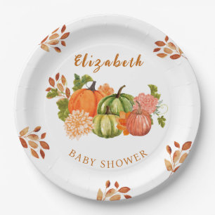 Herfst in Love Pumpkin Bloemen Herfst Baby shower Papieren Bordje