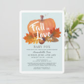 Herfst in Love Pumpkin Blue Drive-by Baby shower Kaart (Staand voorkant)