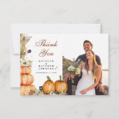 Herfst in Love Pumpkin Botanical Autumn Foto Bedankkaart (Voorkant)