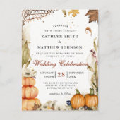 Herfst in Love Pumpkin Botanical Autumn Weddenscha Uitnodiging Briefkaart (Voorkant)