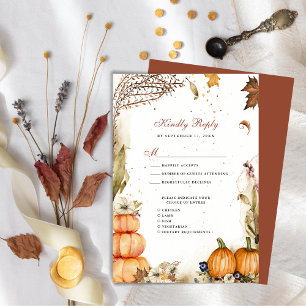 Herfst in Love Pumpkin Botanical Autumn Wedding RS Informatiekaartje