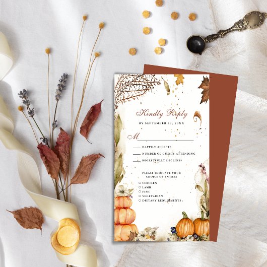 Herfst in Love Pumpkin Botanical Autumn Wedding RS Informatiekaartje