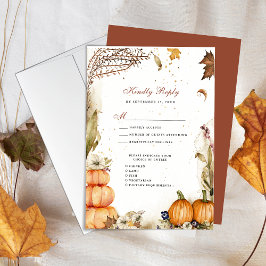 Herfst in Love Pumpkin Botanical Autumn Wedding RS RSVP Kaartje