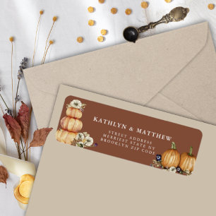 Herfst in Love Pumpkin Botanical Return Address Etiket