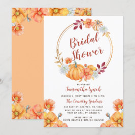 Herfst in Love Pumpkin Bridal Shower Invitation Kaart