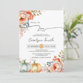 Herfst in Love Pumpkin Bridal Shower Invitation Kaart (Staand voorkant)