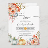 Herfst in Love Pumpkin Bridal Shower Invitation Kaart (Voorkant / Achterkant)
