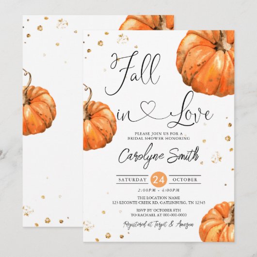 Herfst in Love Pumpkin Bridal Shower Invitation Kaart