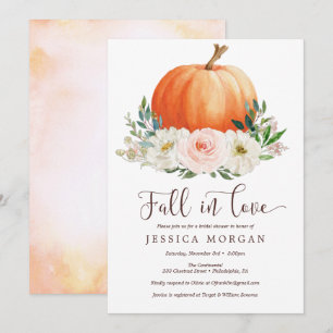Herfst in Love Pumpkin Bridal Shower Invitations Kaart