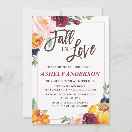 Herfst in Love Pumpkin Bridal Shower Kaart (Voorkant)