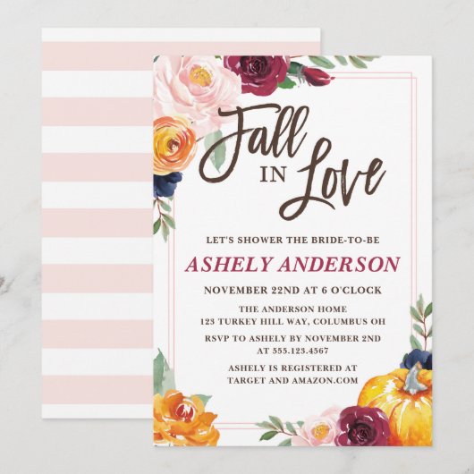 Herfst in Love Pumpkin Bridal Shower Kaart (Voorkant / Achterkant)