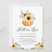 Herfst in Love Pumpkin en Sunflower Vrijgezellenfe Kaart (Voorkant)