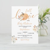 Herfst in Love Pumpkin Floral Baby shower Kaart (Staand voorkant)