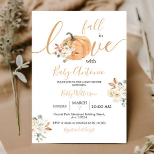 Herfst in Love Pumpkin Floral Baby shower Kaart