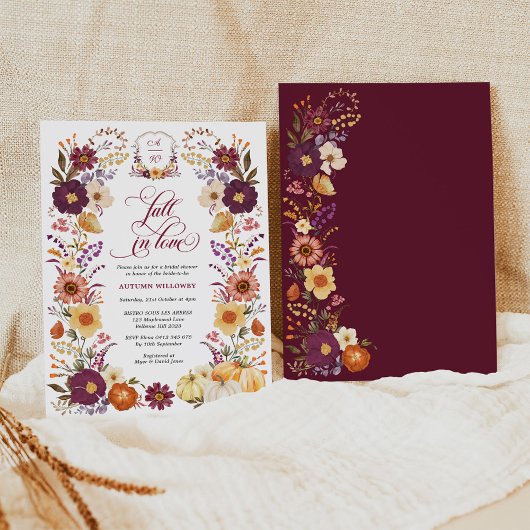 Herfst in Love Pumpkin Floral Vrijgezellenfeest Kaart