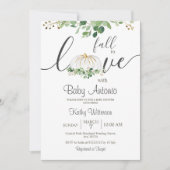 Herfst in Love Pumpkin Greenery Floral Baby shower Kaart (Voorkant)