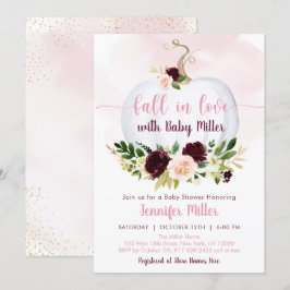 Herfst in Love Pumpkin Pink Burgundy Baby shower Kaart