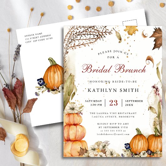 Herfst in Love Pumpkin Rustic Autumn Bridal Brunch Uitnodiging Briefkaart