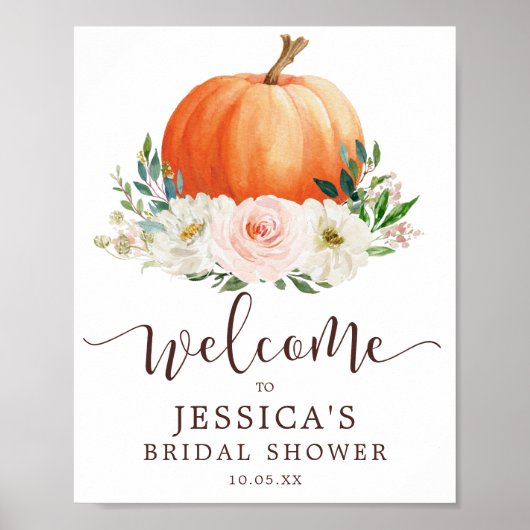 Herfst in Love Pumpkin Shower Welkomstbord Poster (Voorkant)