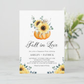 Herfst in Love Pumpkin & Sunflower Engagement Part Kaart (Staand voorkant)