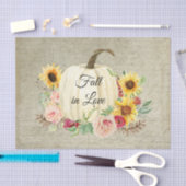 Herfst in Love Pumpkin Sunflower Roos Floral Wood Tissuepapier (Craft)