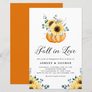 Herfst in Love Pumpkin Sunflower Verloving Invite