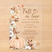 Herfst in Love Pumpkin Vrijgezellenfeest Acryl Uitnodigingen (Voorkant)