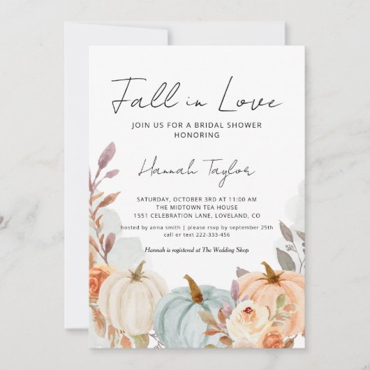 Herfst in Love Pumpkin Vrijgezellenfeest Kaart (Voorkant)