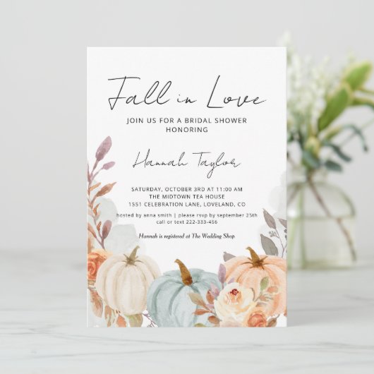 Herfst in Love Pumpkin Vrijgezellenfeest Kaart (Staand voorkant)