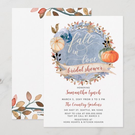 Herfst in Love Pumpkin Vrijgezellenfeest Kaart (Voorkant / Achterkant)