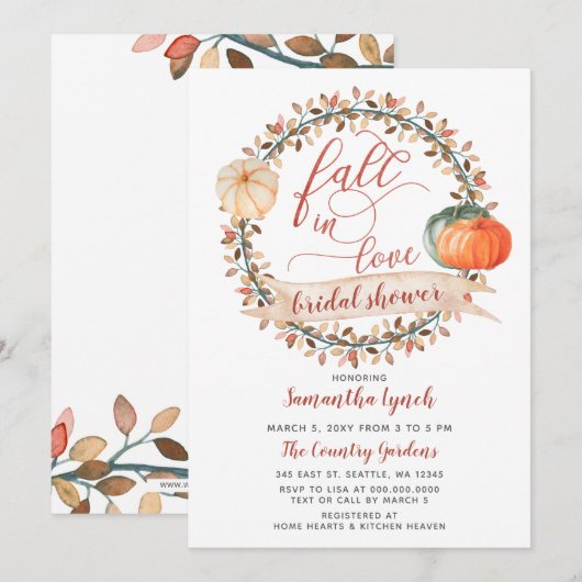 Herfst in Love Pumpkin Vrijgezellenfeest Kaart (Voorkant / Achterkant)