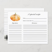 Herfst in Love Pumpkin Vrijgezellenfeest Recipcard (Voorkant / Achterkant)
