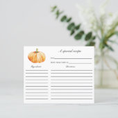 Herfst in Love Pumpkin Vrijgezellenfeest Recipcard (Staand voorkant)