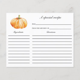 Herfst in Love Pumpkin Vrijgezellenfeest Recipcard