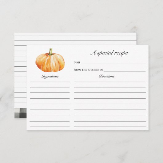 Herfst in Love Pumpkin Vrijgezellenfeest Recipcard Informatiekaartje (Voorkant / Achterkant)