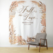 Herfst in Love Pumpkins boho pampas trouwbanner Wandkleed (In situ)