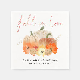 Herfst in Love Pumpkins Florals Gold Glitter Weddi Servet