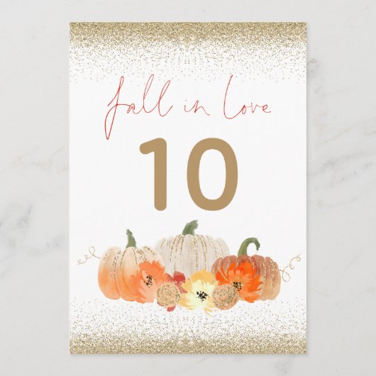 Herfst in Love Pumpkins Glitter Wedding Table Numb (Achterkant)