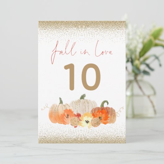 Herfst in Love Pumpkins Glitter Wedding Table Numb (Staand voorkant)