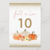 Herfst in Love Pumpkins Glitter Wedding Table Numb (Voorkant)