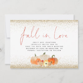 Herfst in Love Pumpkins Gold Glitter QR Code Wedde Save The Date