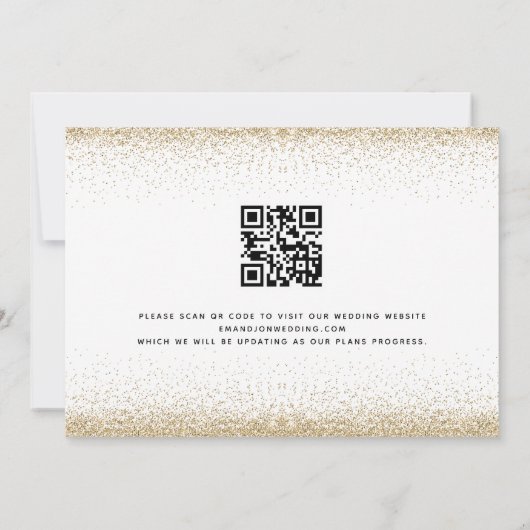 Herfst in Love Pumpkins Gold Glitter QR Code Wedde Save The Date (Achterkant)